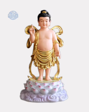 Tượng Phật Đản Sinh Bằng Composite, Cao 40cm, Dát Vàng
