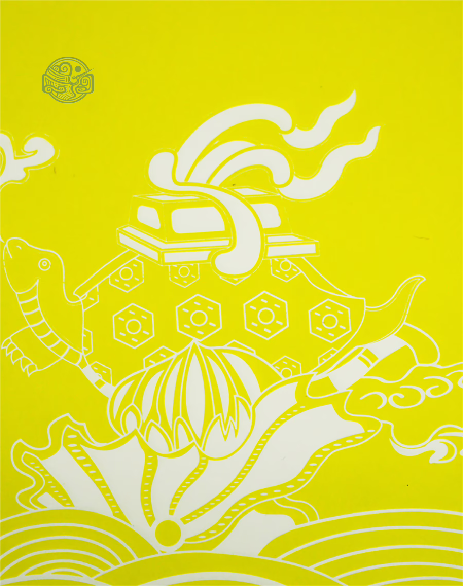 Giấy In Sớ Tứ Linh Bạch Sắc 500DL60 42x60cm nền vàng - Ảnh 3